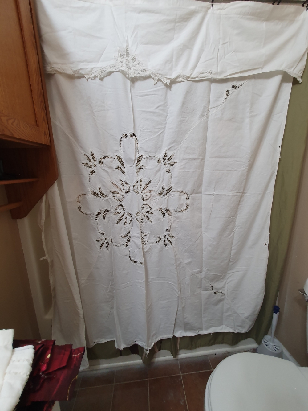 White Embroidered Shower Curtain Panel - Classic Home Bath
